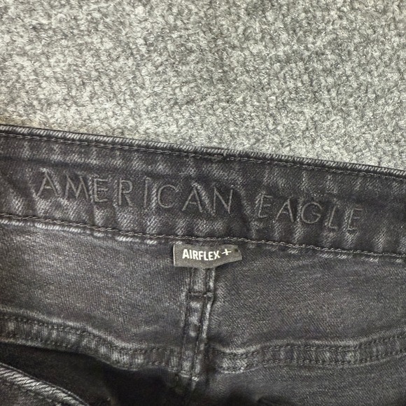 American Eagle Pants Mens 33x30 Black Denim Jeans Slim Straight Airflex + Nice - Picture 11 of 14